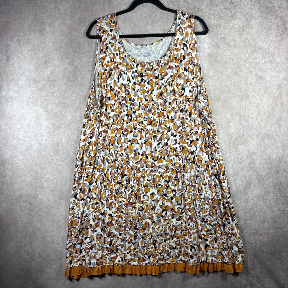 LOGO Layers Tunic Tank Top Women 3X Multicolor Abstract Print Ruffle Hem Stretch
